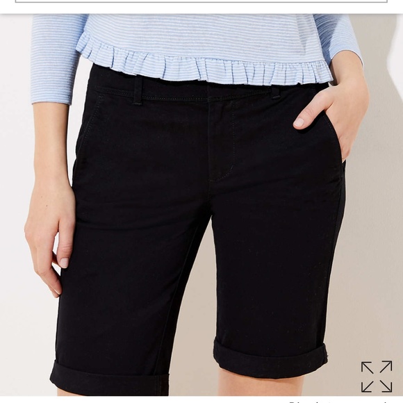 Ann Taylor LOFT Outlet Black Bermuda Shorts - Picture 1 of 12